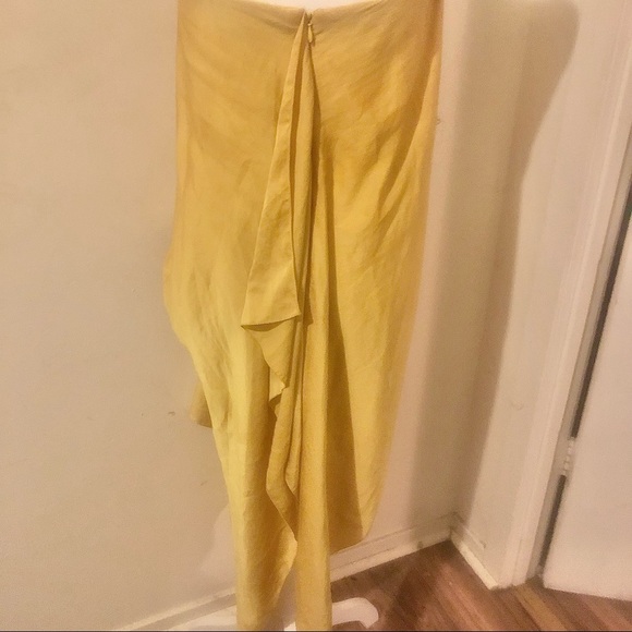Yellow Silk Max Azaria Strapless Dress - Picture 5 of 7